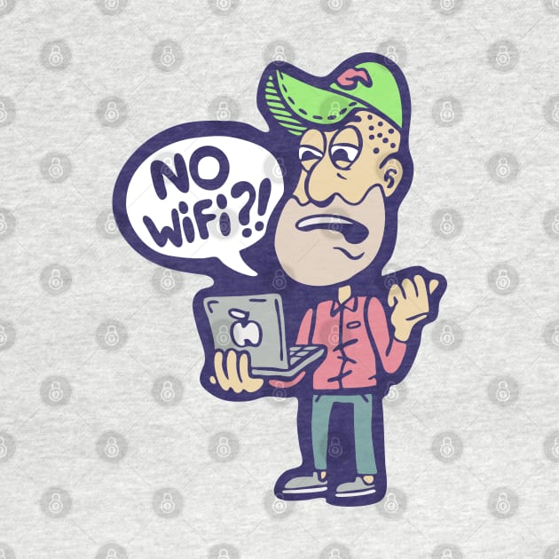 No WiFi cartoon character Nerd Geek Programmer by Cofefe Studio